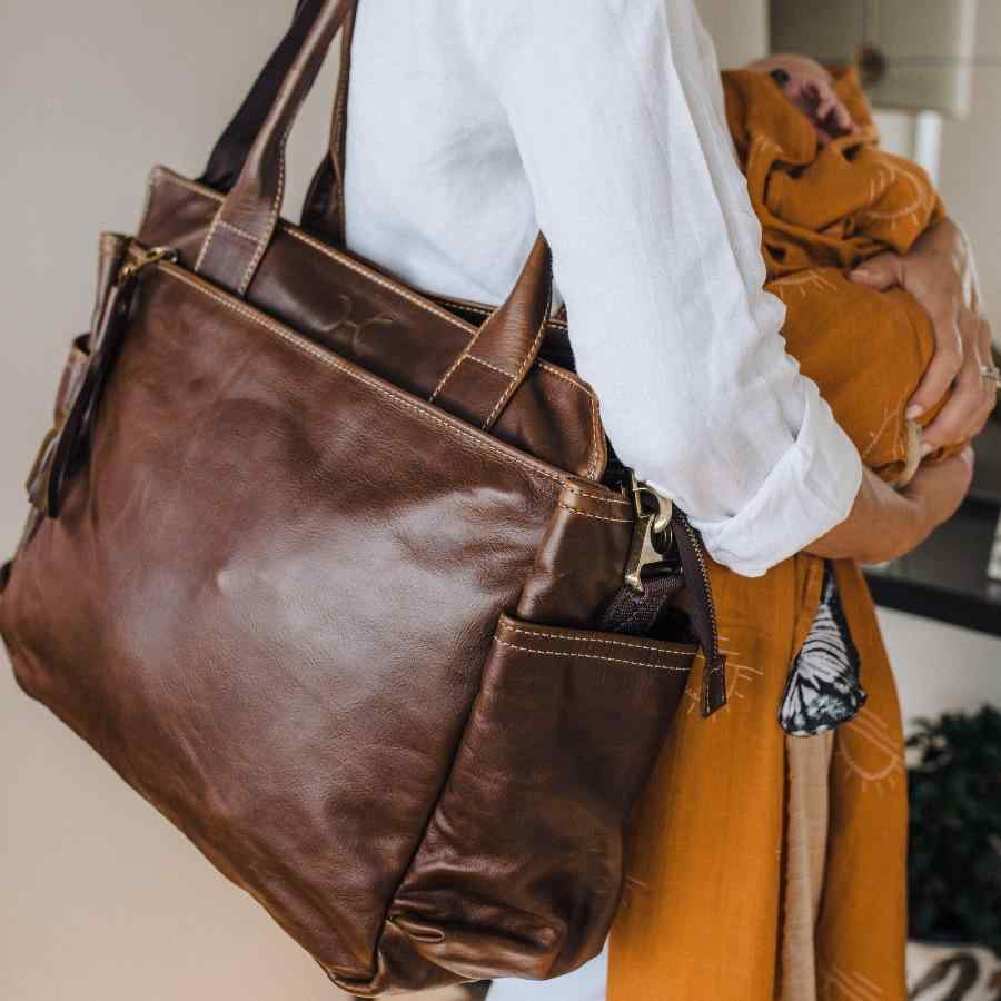 Thandana Noa Leather Nappy Bag | Tobacco - KaryKase