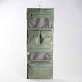 Thandana Roll Up Leather Toiletry Bag With Hook | Green - KaryKase