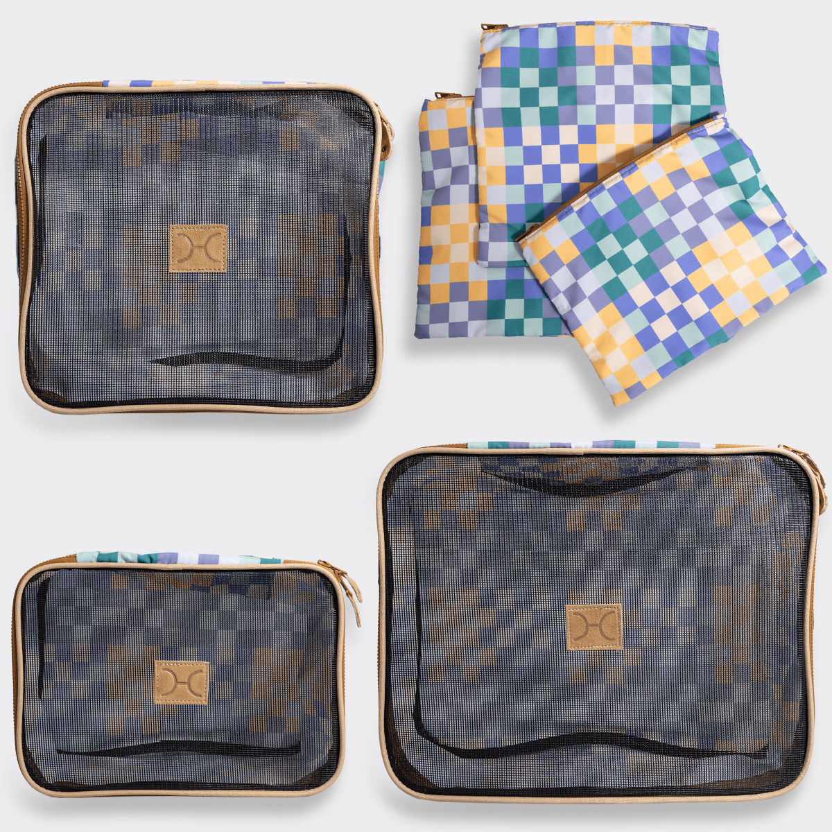 Thandana Travel Luggage Organiser Pods - 6 Piece Set | Checker - Jet - KaryKase