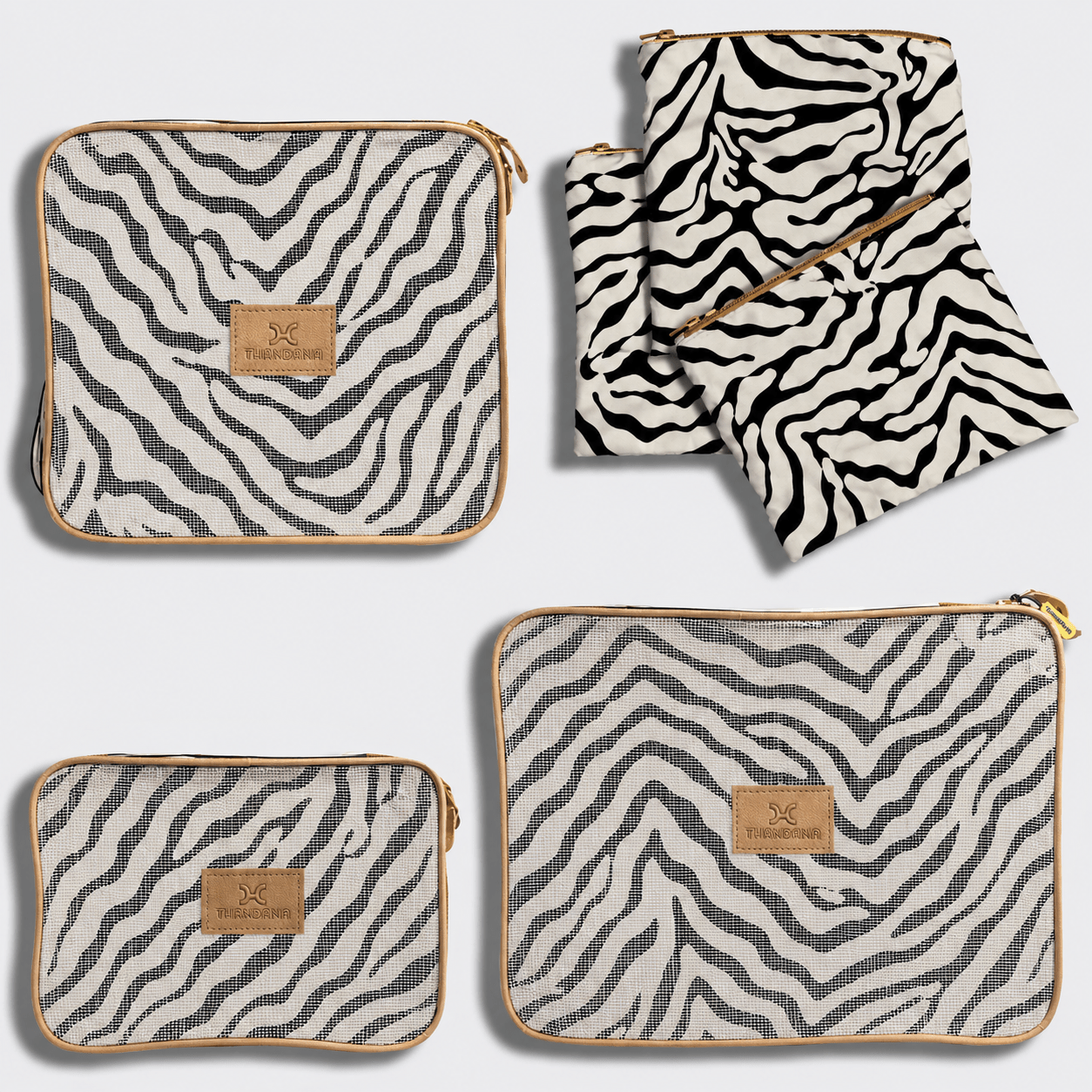 Thandana Travel Luggage Organiser Pods - 6 Piece Set | Nomad Stripe - Pitch - KaryKase