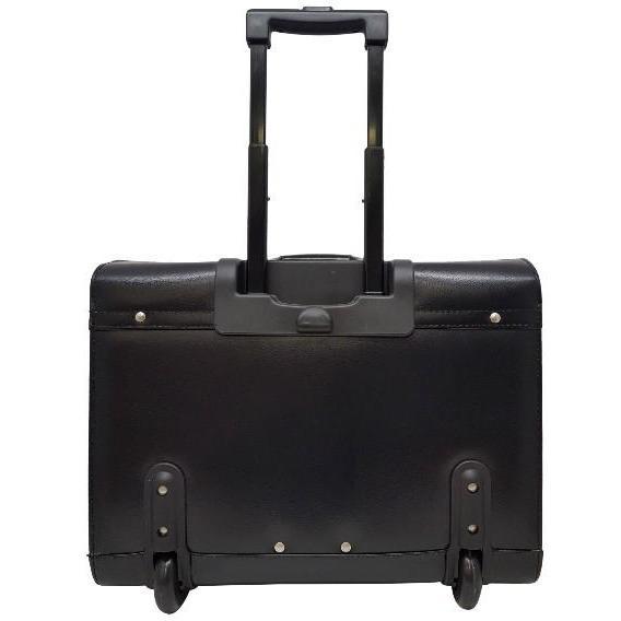 Tosca Leather Laptop Pilot Case With Wheels | Black - KaryKase