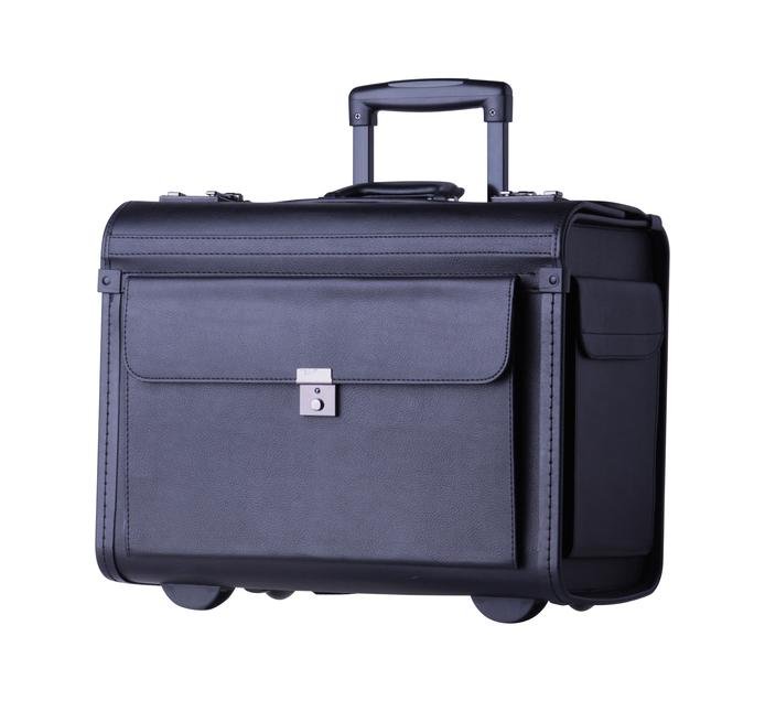 Tosca PVC 17" Laptop Pilot Case With Wheels | Black - KaryKase